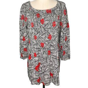 J Jill Floral Smocked Blouse XLP Granny Boho Flowy 90s Y2k Retro Loose Tunic